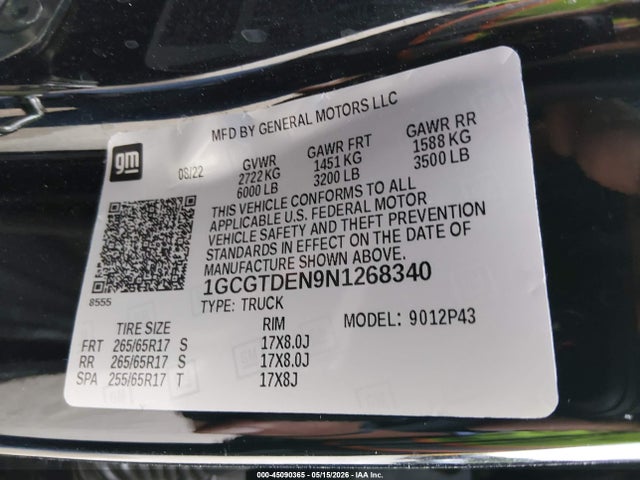1GCGTDEN9N1268340 Chevrolet Colorado 4wd Short Box Z71