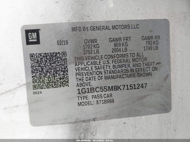 1G1BC5SM8K7151247 Chevrolet CRUZE LS
