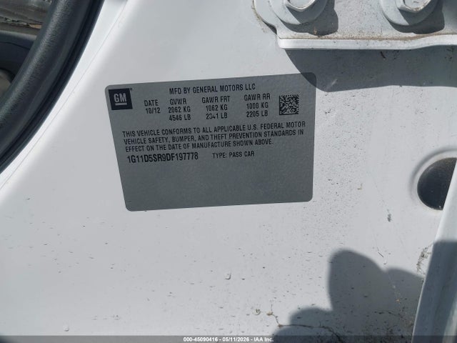 Aukcja sprzedaży 2013 Chevrolet Malibu Eco, vin: 1G11D5SR9DF197778, numer aukcji: 45090416