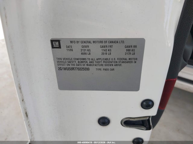 Продаж на аукціоні авто 2007 Chevrolet Impala Ltz, vin: 2G1WU58R779225099, номер лоту: 45090419