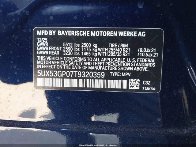 BMW X3 30 Xdrive 2026 5UX53GP07T9320359 Image 9