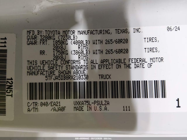 5TFJA5DB8RX210330 Toyota Tundra Limited