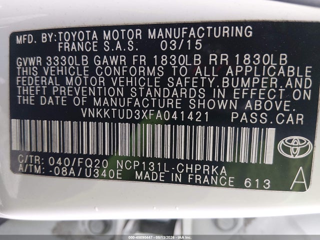 Toyota YARIS L 2015 VNKKTUD3XFA041421 Image 9