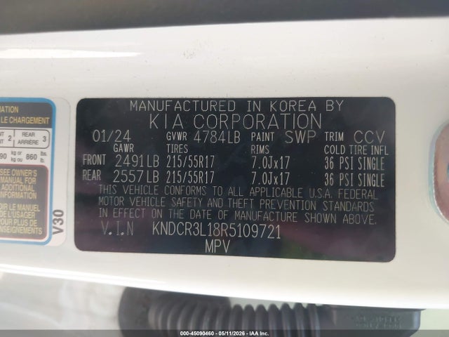 KNDCR3L18R5109721 KIA Niro Ev Wind