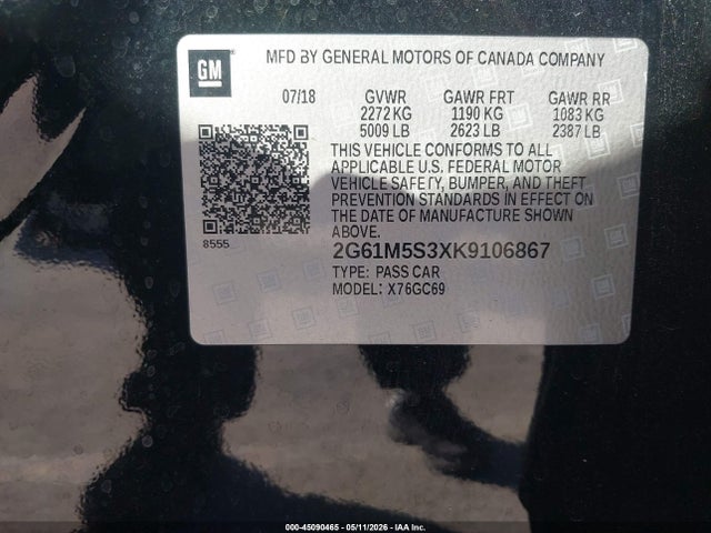 Aukcja sprzedaży 2019 Cadillac Xts Luxury, vin: 2G61M5S3XK9106867, numer aukcji: 45090465