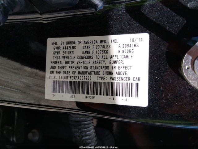 Продаж на аукціоні авто 2015 Acura Tlx, vin: 19UUB1F3XFA007206, номер лоту: 45090482
