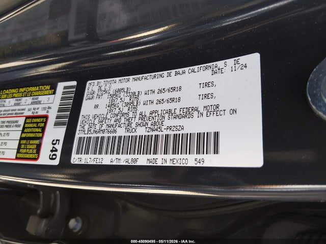 Aukcja sprzedaży 2024 Toyota Tacoma Trd Sport, vin: 3TMLB5JN6RM076606, numer aukcji: 45090495