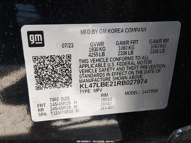 45090511 :رقم المزاد ، KL47LBE21RB027974 vin ، 2024 Buick Envista Sport Touring Fwd مزاد بيع