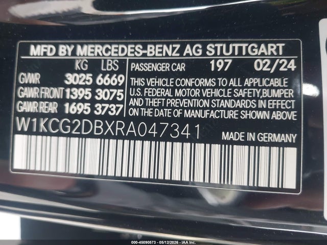Aukcja sprzedaży 2024 Mercedes-benz Eqs 450+, vin: W1KCG2DBXRA047341, numer aukcji: 45090573