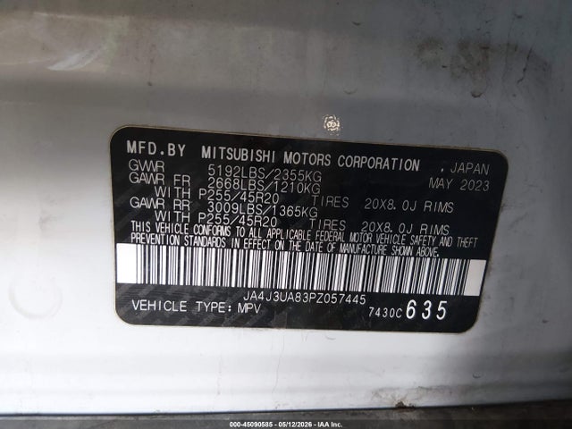 JA4J3UA83PZ057445 Mitsubishi Outlander Se 2.5 2wd
