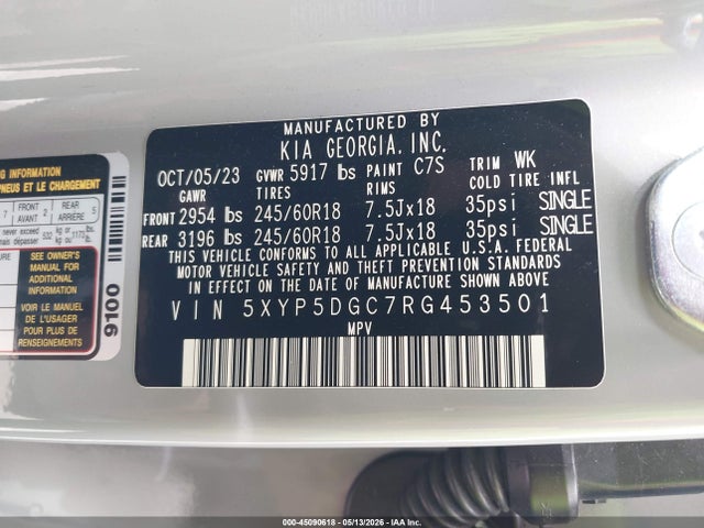 45090618 :رقم المزاد ، 5XYP5DGC7RG453501 vin ، 2024 Kia Telluride Sx Prestige X-pro مزاد بيع