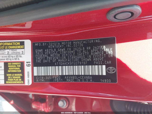 Toyota CAMRY LE 2026 4T1DAACK9TU279197 Image 9