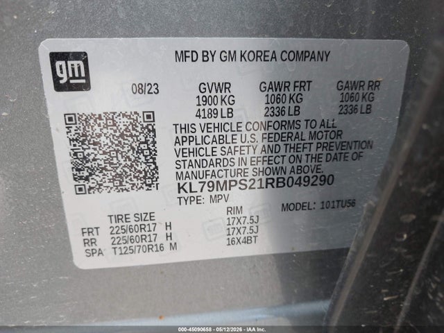 KL79MPS21RB049290 Chevrolet Trailblazer Fwd Lt