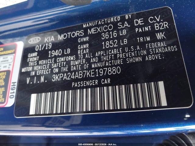 KIA RIO S 2019 3KPA24AB7KE197880 Image 9