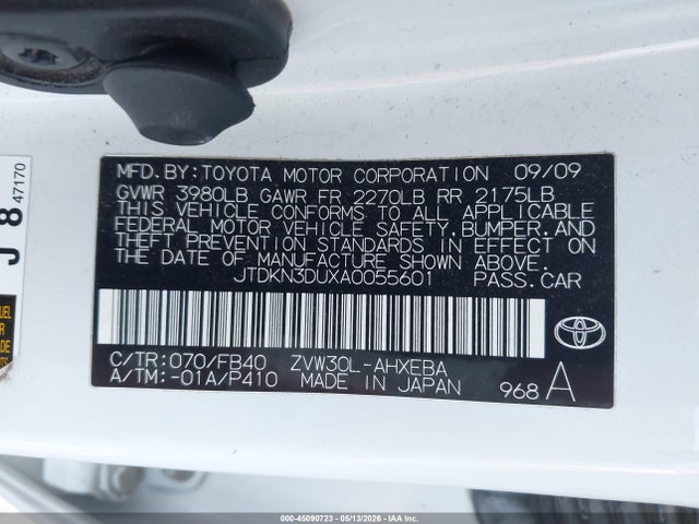 Aukcja sprzedaży 2010 Toyota Prius Iii, vin: JTDKN3DUXA0055601, numer aukcji: 45090723