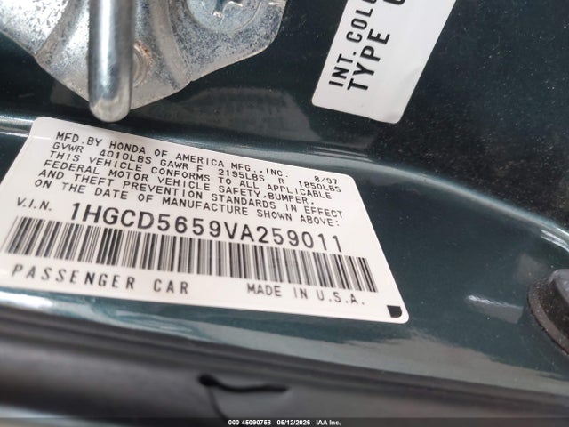 Продажа на аукционе авто 1997 Honda Accord Ex, vin: 1HGCD5659VA259011, номер лота: 45090758