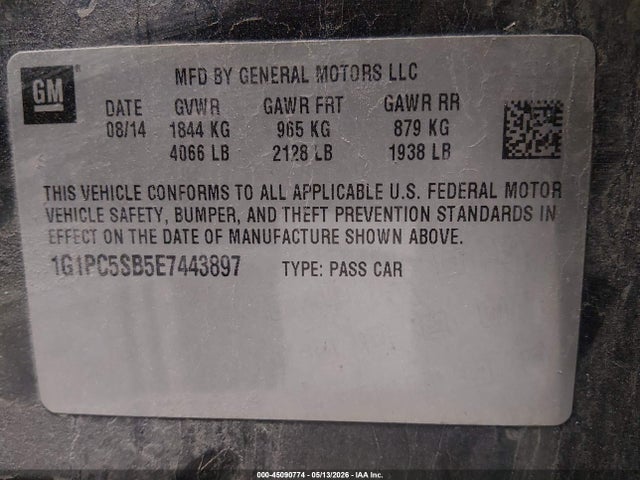 Chevrolet Cruze 1lt Auto 2014 1G1PC5SB5E7443897 Image 9