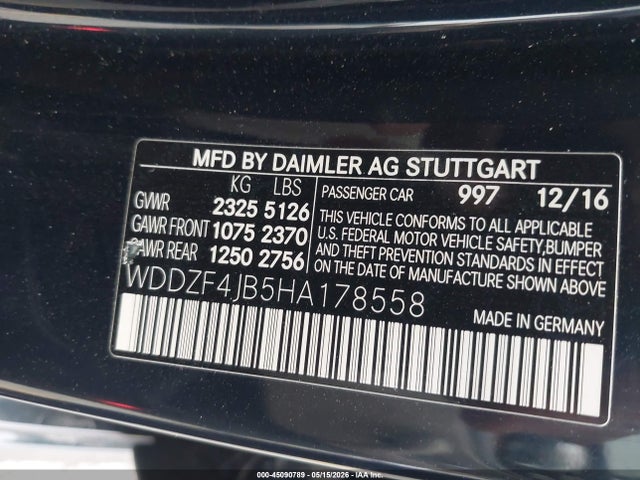 Продаж на аукціоні авто 2017 Mercedes-benz E 300, vin: WDDZF4JB5HA178558, номер лоту: 45090789