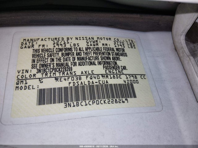 Продажа на аукционе авто 2012 Nissan Versa 1.8 S, vin: 3N1BC1CP0CK228269, номер лота: 45090818