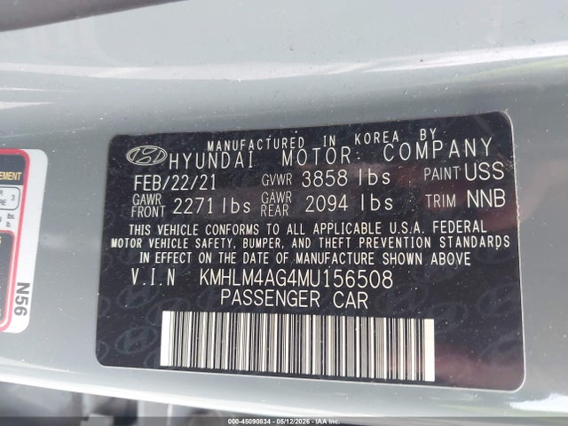 Hyundai ELANTRA SEL 2021 KMHLM4AG4MU156508 Image 9