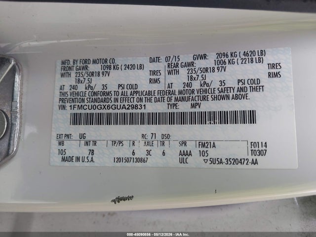 1FMCU0GX6GUA29831 Ford ESCAPE SE