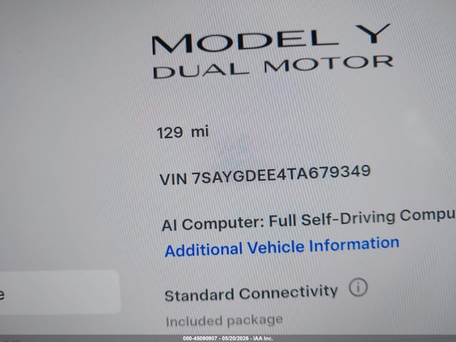 Продажа на аукционе авто 2026 Tesla Model Y All-wheel Drive/long Range Launch Series/premium All-wheel Drive, vin: 7SAYGDEE4TA679349, номер лота: 45090907