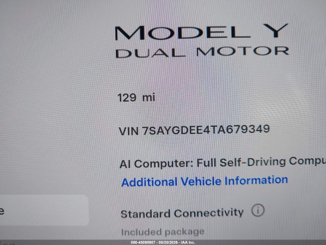 Продажа на аукционе авто 2026 Tesla Model Y All-wheel Drive/long Range Launch Series/premium All-wheel Drive, vin: 7SAYGDEE4TA679349, номер лота: 45090907