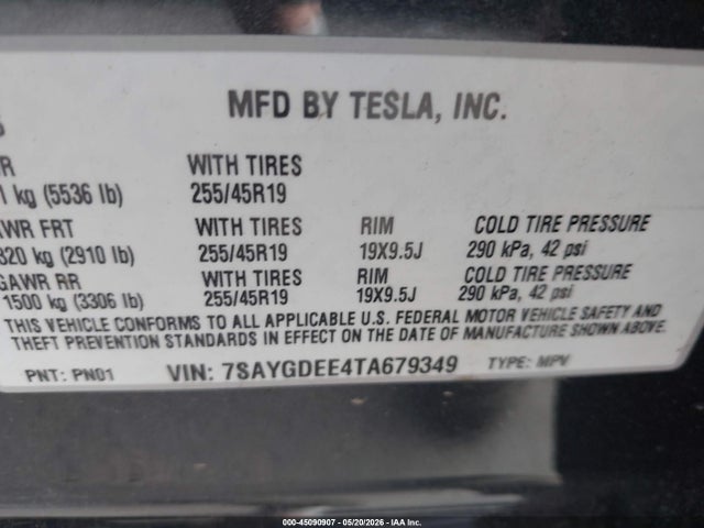 Продажа на аукционе авто 2026 Tesla Model Y All-wheel Drive/long Range Launch Series/premium All-wheel Drive, vin: 7SAYGDEE4TA679349, номер лота: 45090907
