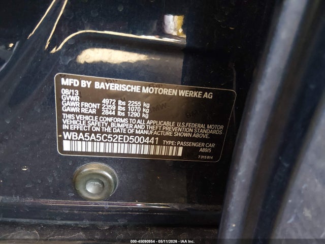 BMW 528I 2014 WBA5A5C52ED500441 Image 9