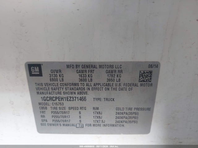 Продажа на аукционе авто 2014 Chevrolet Silverado 1500 Work Truck 1wt, vin: 1GCRCPEH1EZ371466, номер лота: 45090955