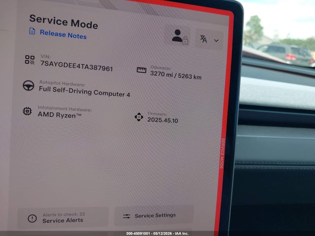 Auction sale of the 2026 Tesla Model Y All-wheel Drive/long Range Launch Series/premium All-wheel Drive, vin: 7SAYGDEE4TA387961, lot number: 45091001