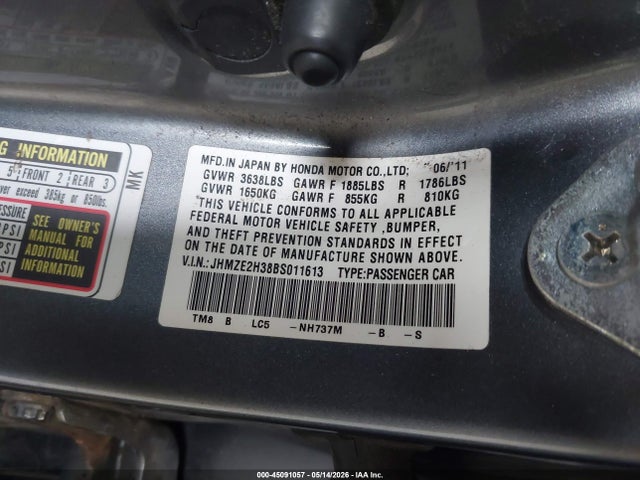Продажа на аукционе авто 2011 Honda Insight, vin: JHMZE2H38BS011613, номер лота: 45091057