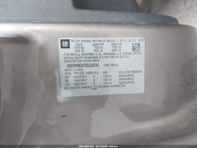 Aukcja sprzedaży 2012 Chevrolet Silverado 1500 Ls, vin: 3GCPKREA7CG232643, numer aukcji: 45091063
