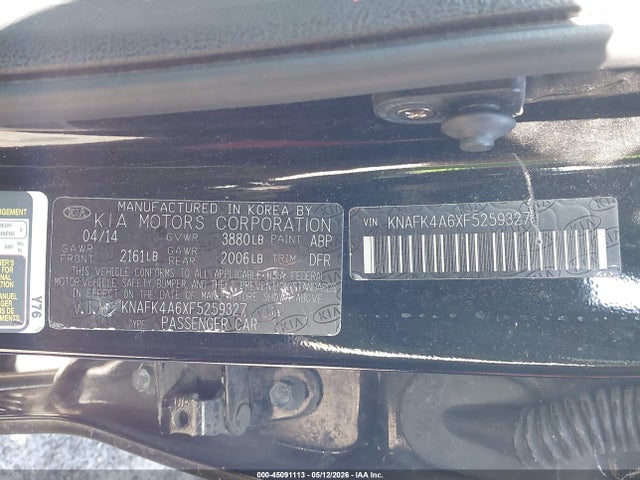 45091113 :رقم المزاد ، KNAFK4A6XF5259327 vin ، 2015 Kia Forte Lx مزاد بيع