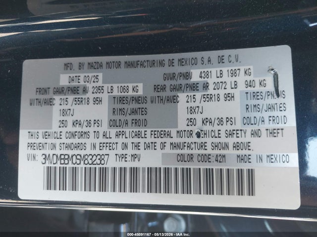 Aukcja sprzedaży 2025 Mazda Cx-30 2.5 S Select Sport, vin: 3MVDMBBM0SM832387, numer aukcji: 45091167