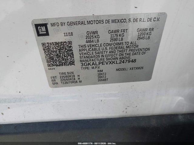 Aukcja sprzedaży 2019 Gmc Terrain Slt, vin: 3GKALPEVXKL247948, numer aukcji: 45091176