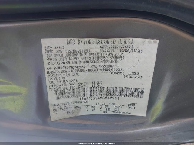 Продаж на аукціоні авто 2002 Ford Taurus Ses, vin: 1FAFP55S42G242951, номер лоту: 45091180