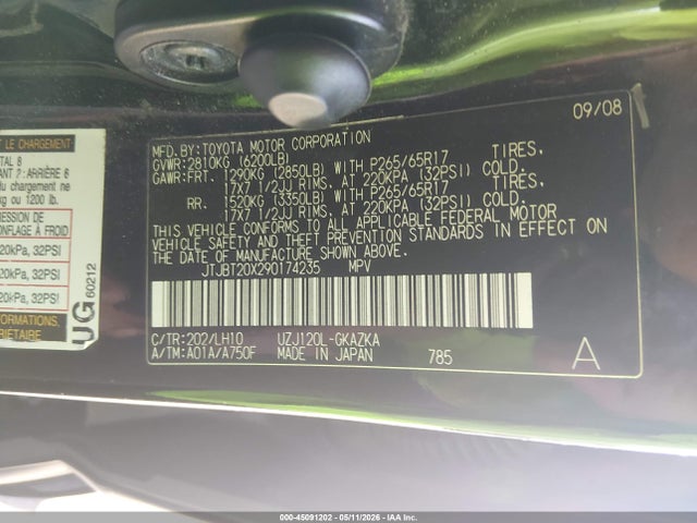 Продаж на аукціоні авто 2009 Lexus Gx 470, vin: JTJBT20X290174235, номер лоту: 45091202