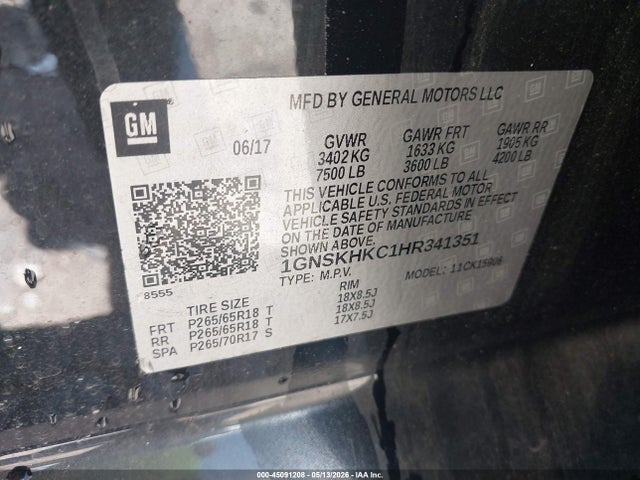 1GNSKHKC1HR341351 Chevrolet Suburban Lt