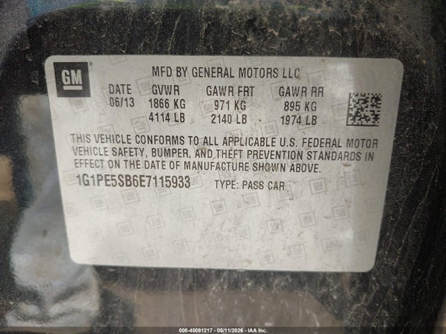 1G1PE5SB6E7115933 Chevrolet Cruze 2lt Auto