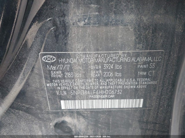 5NPD84LF6HH206732 Hyundai Elantra Value Edition
