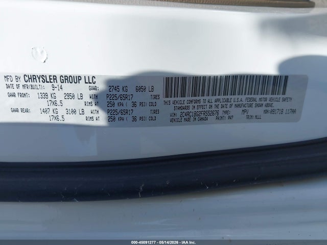 Aukcja sprzedaży 2015 Chrysler Town & Country Touring, vin: 2C4RC1BG2FR552676, numer aukcji: 45091277