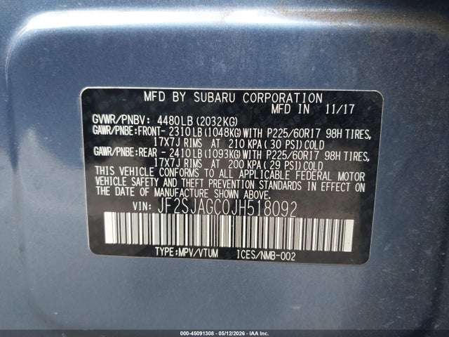 JF2SJAGC0JH518092 Subaru Forester 2.5i Premium