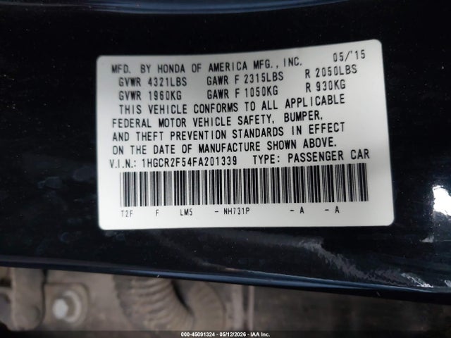 Aukcja sprzedaży 2015 Honda Accord Sport, vin: 1HGCR2F54FA201339, numer aukcji: 45091324