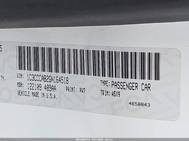 2016 Chrysler 200 Limited მანქანა იყიდება აუქციონზე, vin: 1C3CCCAB2GN164518, აუქციონის ნომერი: 45091372