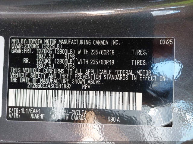 Aukcja sprzedaży 2025 Lexus Nx 350 Premium, vin: 2T2GGCEZ4SC081897, numer aukcji: 45091411