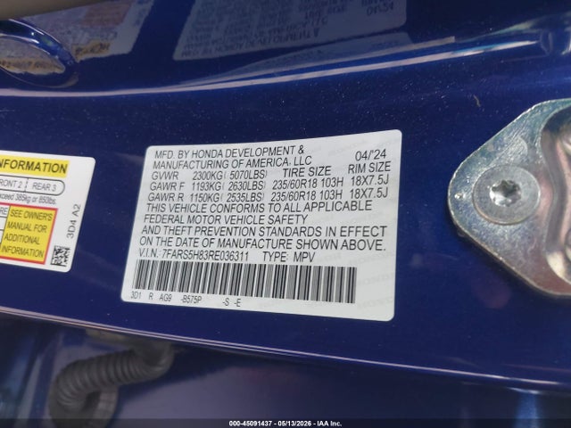 7FARS5H83RE036311 Honda Cr-v Hybrid Sport-l