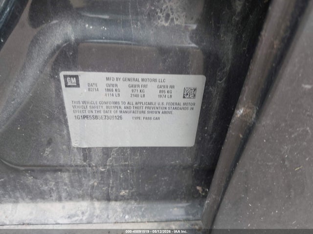 1G1PE5SB5E7309126 Chevrolet Cruze 2lt Auto