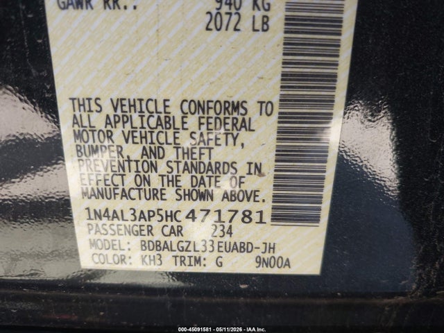 1N4AL3AP5HC471781 Nissan Altima 2.5 S