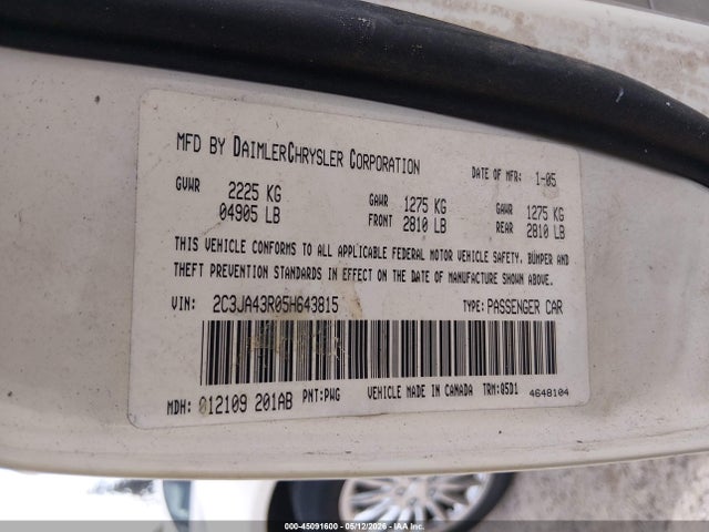 2005 Chrysler 300 მანქანა იყიდება აუქციონზე, vin: 2C3JA43R05H643815, აუქციონის ნომერი: 45091600